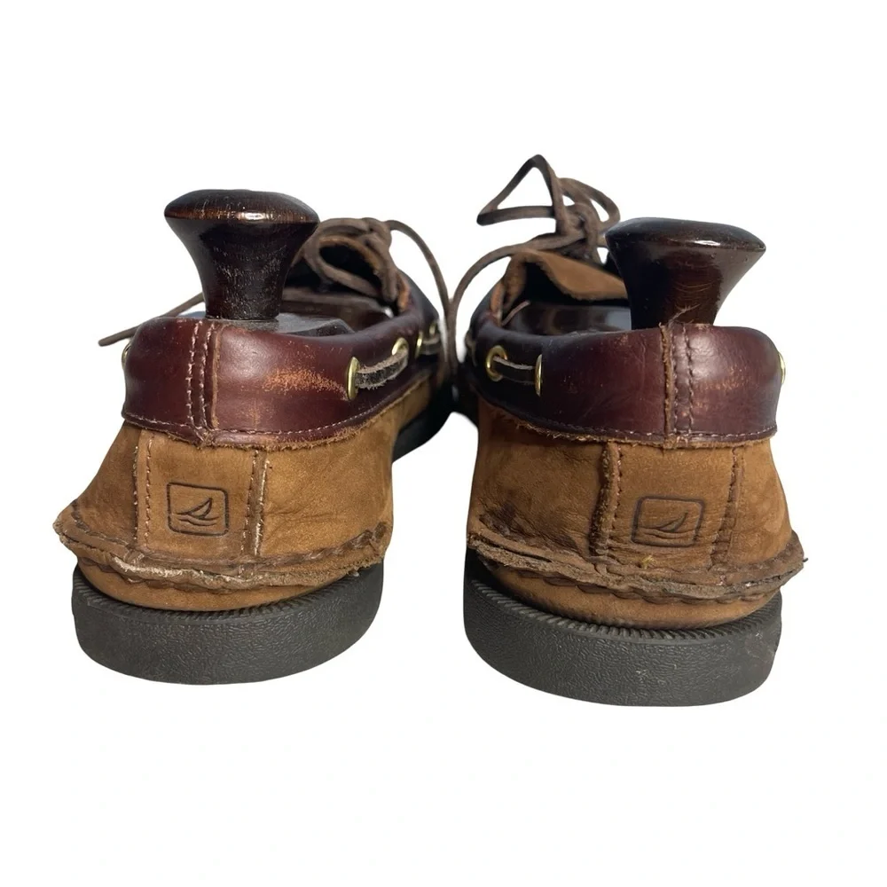 Sperry Top Sider Brown nubuck suede Leather Boat Shoes. Men SZ 10.5 M round toe